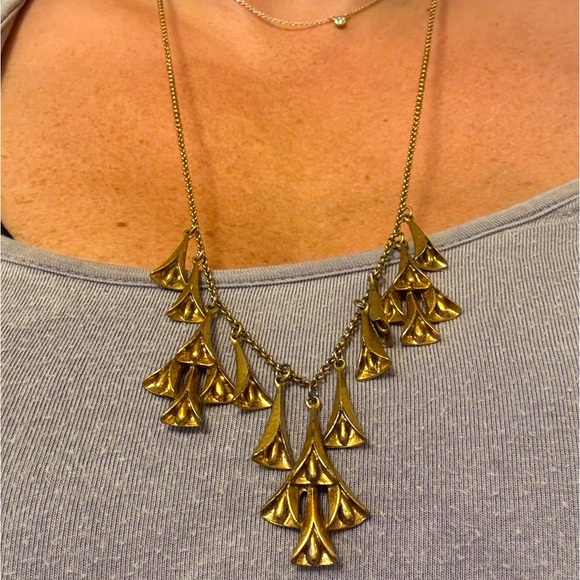 J. Crew Floral Chandelier Brass Necklace - Picture 1 of 7
